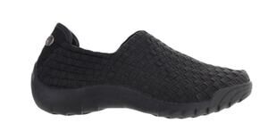 Bernie Mev Rigged Jim Sz 6/37 Black Woven Elastic Slip On Flats Clean Girl NWOB